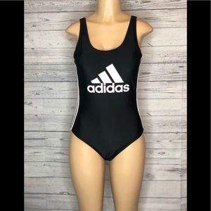 Women's ADIDAS Solid Logo One-Piece Swimsuit